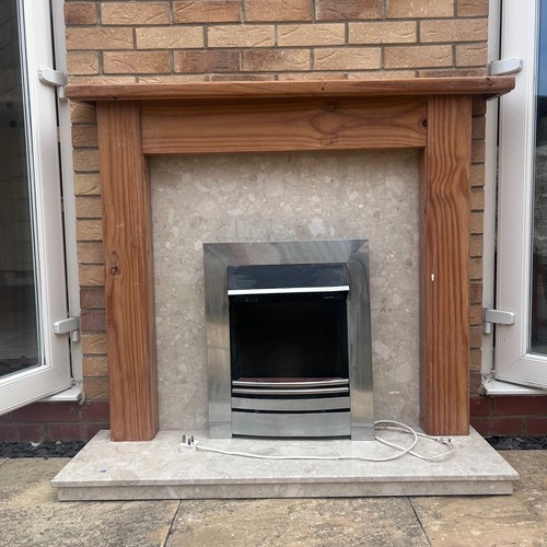 Wood surround fireplace with