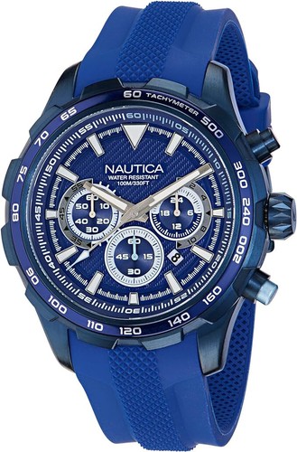 Nautica chrono blue silicone - chrono,