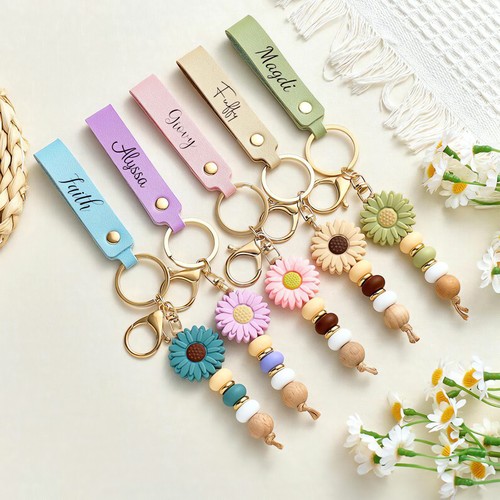 Personalised leather keyring - personalised,