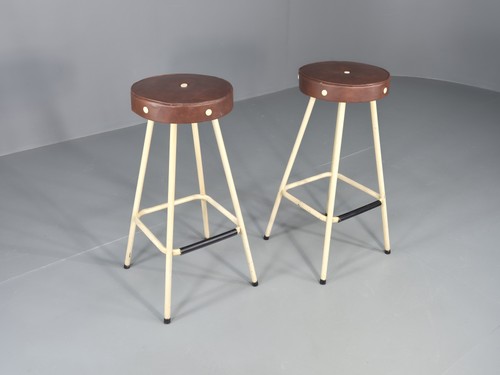 Vintage bar stools cream - 2,