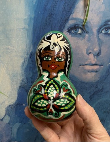 Vintage hand painted gourd - hand,