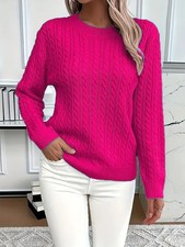 Ladies Women Cable Knit Long