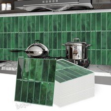 50x Green Kitchen Stick on Tile Stickers Bathroom 3D Self Adhesive Wall Tiles UK