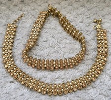 Gold kundan anklets with - kundan,