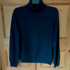 Women's M&S 100% Cashmere Roll Neck Long Sleeve Navy Jumper Size 12