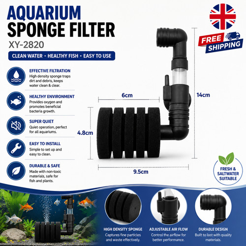 Air driven sponge filter for - driven,