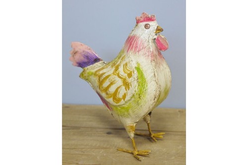 Rustic painted metal cockerel - painted,