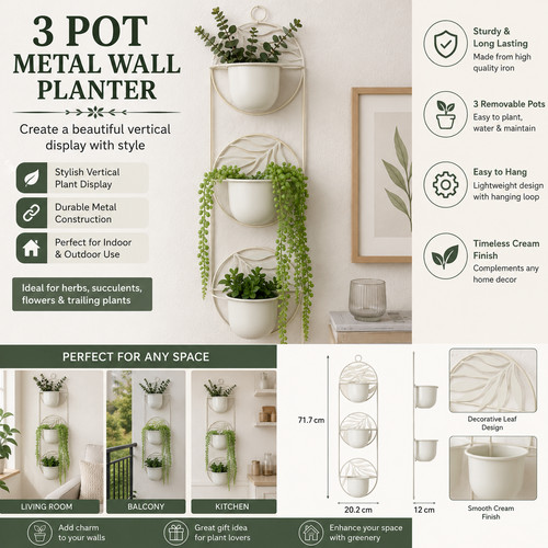 Tier wall planter - tier, cream