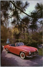 1961 MERCEDES-BENZ 190SL Automobile Advertising Postcard / Red Convertible