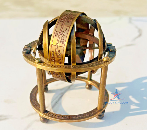 Antique brass armillary - brass, sphere