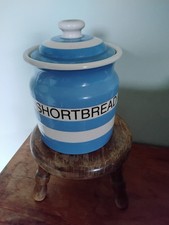 TG GREEN Shortbread Blue and White Cornishware storage jar made For Jenners