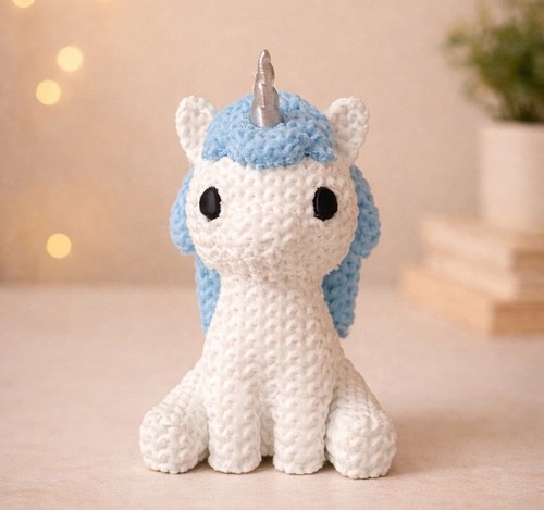 Blue unicorn figure printed - figure, 3d