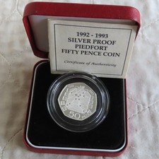 UK 1992 - 1993 EEC PIEDFORT 50 PENCE SILVER PROOF - boxed/coa