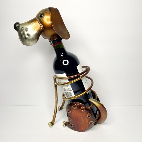 Metal dog wine bottle - dog, holder