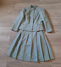 Eastex Duck Egg Textured Pleat Skirt & Jacket Vintage 1980s Ribbon Trim UK10/12