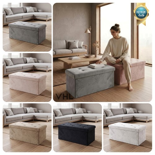 Velvet ottoman storage box - ottoman,