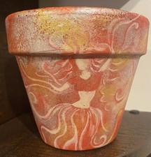 Hand painted terracotta pot