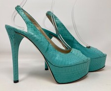 NEW Brian Atwood size (38.5) UK 5.5 US 8 turquoise blue leather high heels
