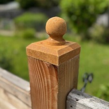 Wooden Garden Fence Post Finial Ball Caps (Pack of 4) - With Fixings