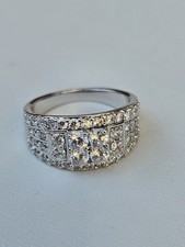 Silver Plated Mens CZ Paved  Hip Hop Iced  Halo Square Size W Bling