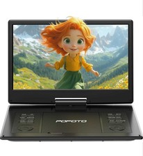 POFOTO 15.7'' Portable DVD Player with 14.1" HD Swivel Screen, 6H Rechargeable 
