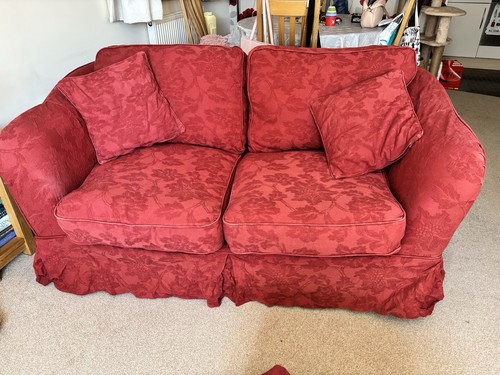 Red two seater sofa - red, and