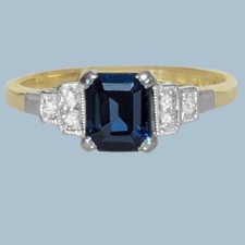 Art Deco Emerald Cut Sapphire