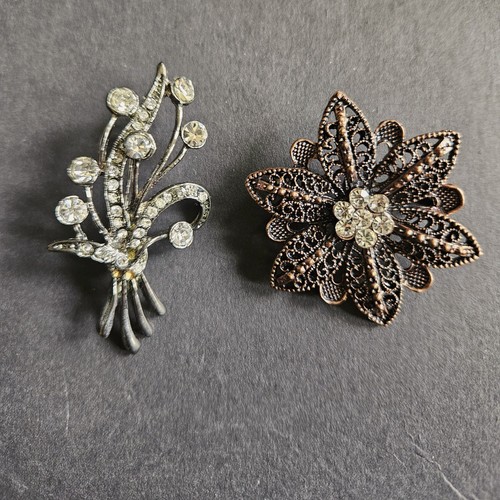Vintage brooches bronze floral - vintage,