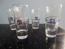 4 x Vintage French PASTIS 51 Waisted TUMBLERS GLASSES * Pernod Absinthe * VGC