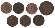 British Farthing Coins x6 + 1882H Half Penny Coin – Bronze Bulk Lot