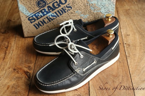 Sebago blue leather boat - leather, deck