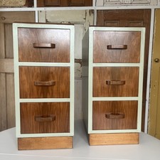 Vintage Art Deco Walnut  Bedside Drawers Pedestal Drawers