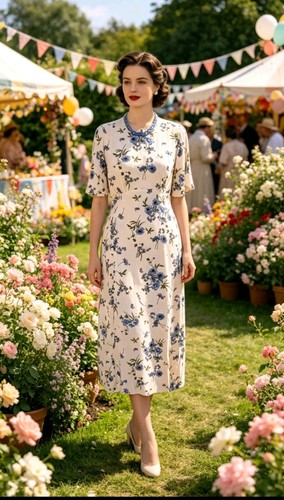 Vintage style floral - floral, midaxi