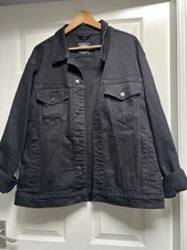 Zara Men’s Black Denim Bomber Style Jacket Size XL