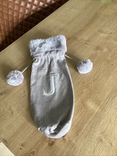 LUXURY FAUX VELVET ALPHABET INITIAL ‘J’ GREY SOCK/SACK