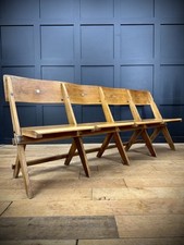 Salvaged Antique Oak Church Chairs Bench Seat / Hallway Folding Seating