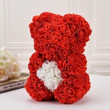 Red / White Rose Flower Teddy