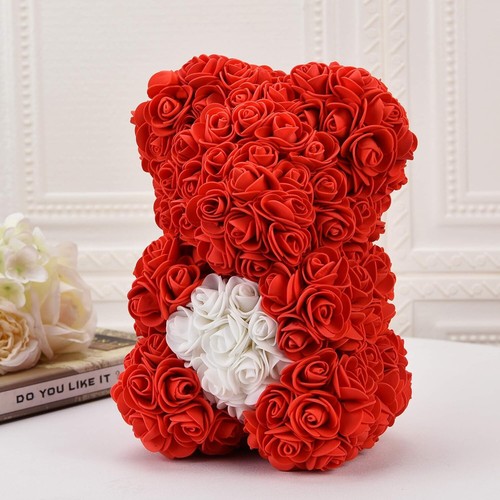 Red white rose flower - flower, teddy