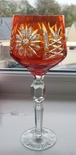 Nachtmann Traube ROSE ORANGE Noch CUT TO CLEAR Crystal Glass 8" HOCK WINE GOBLET