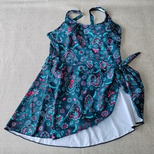 Wantonfy One Piece Swimdress Size XL Floral Dark Green Swimming Costume