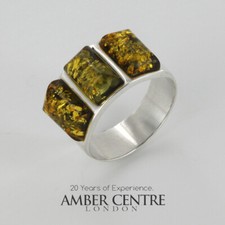 HANDMADE ITALIAN Green BALTIC AMBER RING 925 SILVER-WR385G RRP£70!!!