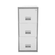 USED - Pierre Henry 2/3 Drawers Metal Filing Cabinet - White/Black/Silver