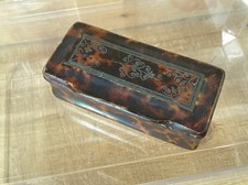 Antique Faux Tortoiseshell Papier Mache Snuff Box