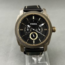 Fossil Mens Watch DE-5014 Bronze S.Steel Date Black Dial Round 45mm New Battery