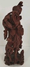 Vintage Hand Carved Chinese Wooden Immortal Figure