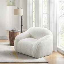 Ivory White Faux Fur Swivel