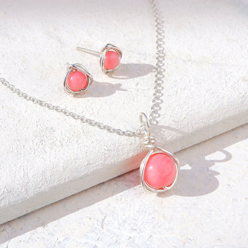 Coral necklace earrings - coral,