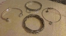 Set Of 4 Silvertone Fancy Bangles, Ideal Gifts.