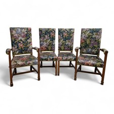 Antique Oak Dining Chairs - Arts & Crafts set of 4 Kitchen / Dining Chairs