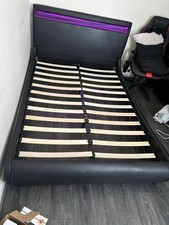 4ft 6  Double Leather Bed Frame With LED Light (NO MATTRESS)